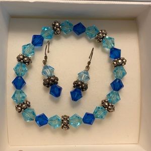 Crystal earrings and bracelet